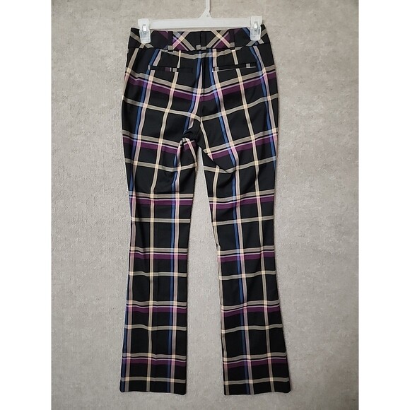 7th Avenue New York & Co Bootcut Dress Pants Womens 2 Tall Black Plaid Stretch - Picture 4 of 8